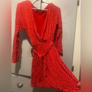 Red Faux-wrap Mini Dress